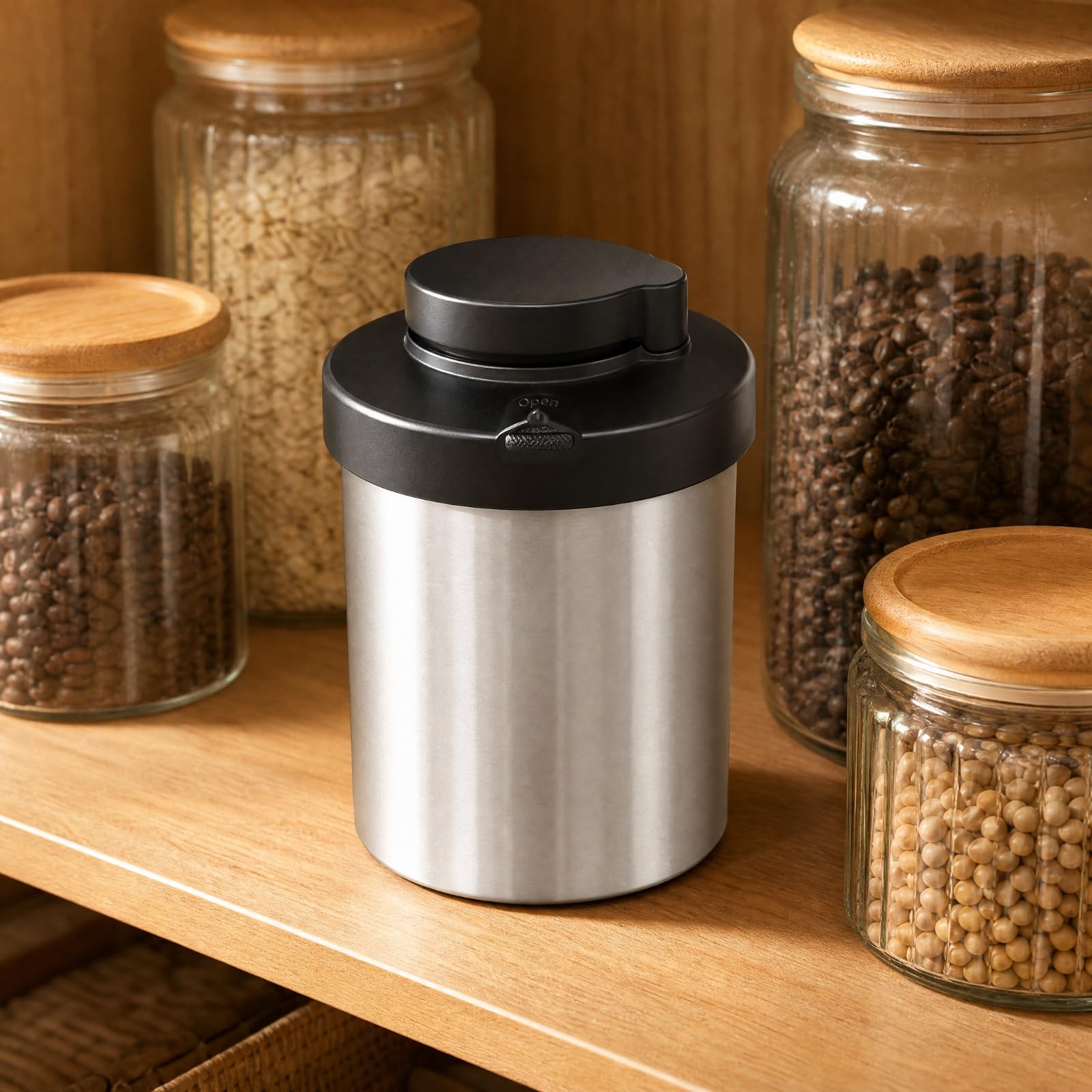 Amagogo Contenitore Ermetico Sottovuoto in Acciaio Inox con Coperchio a Pressione per Conservare Cibo da