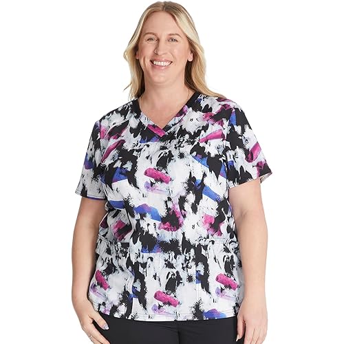 Dickies EDS Women Scrubs Top V-Neck Print DK876