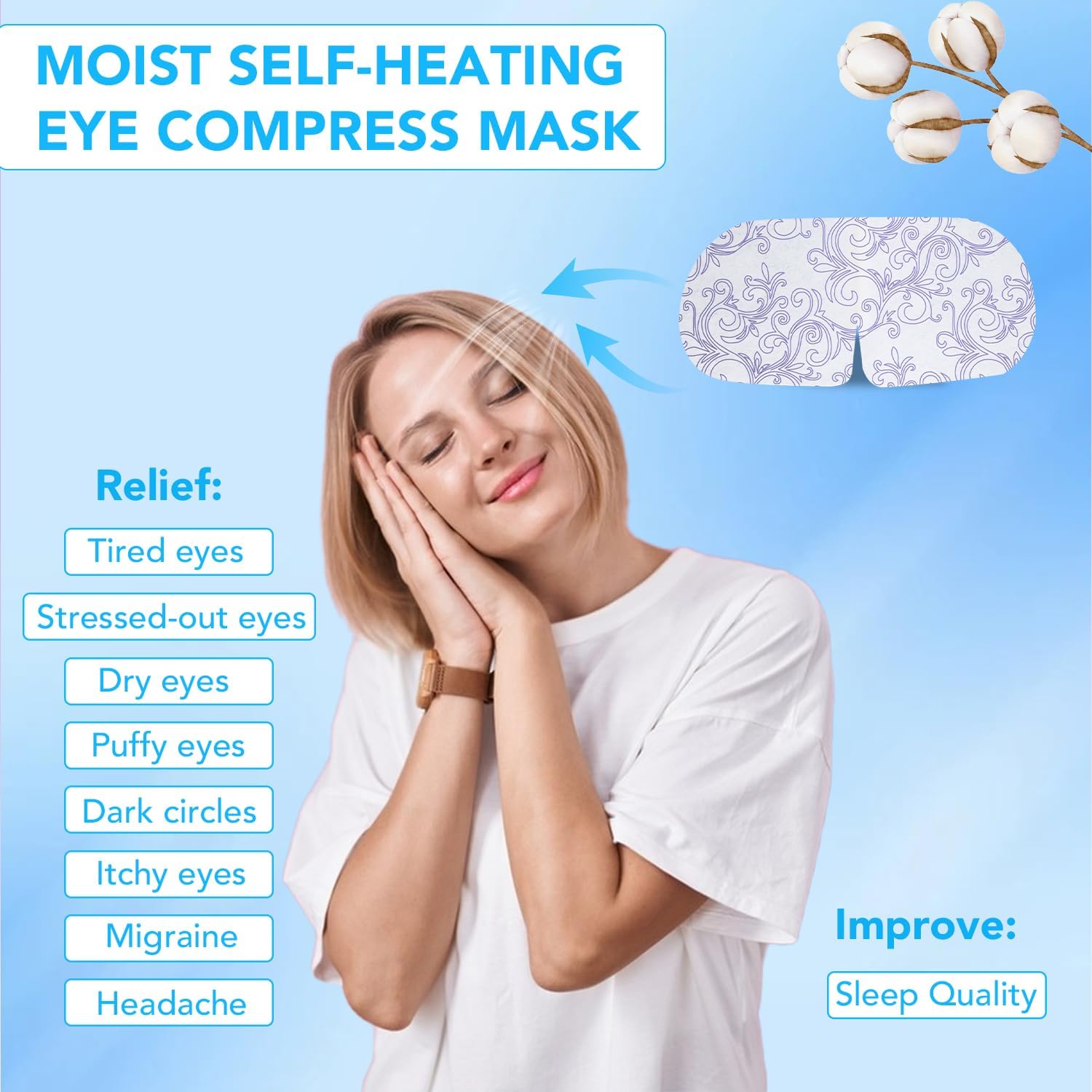 XPCARE Disposable Self-Heating Steam Eye Mask Warm Eye Compress