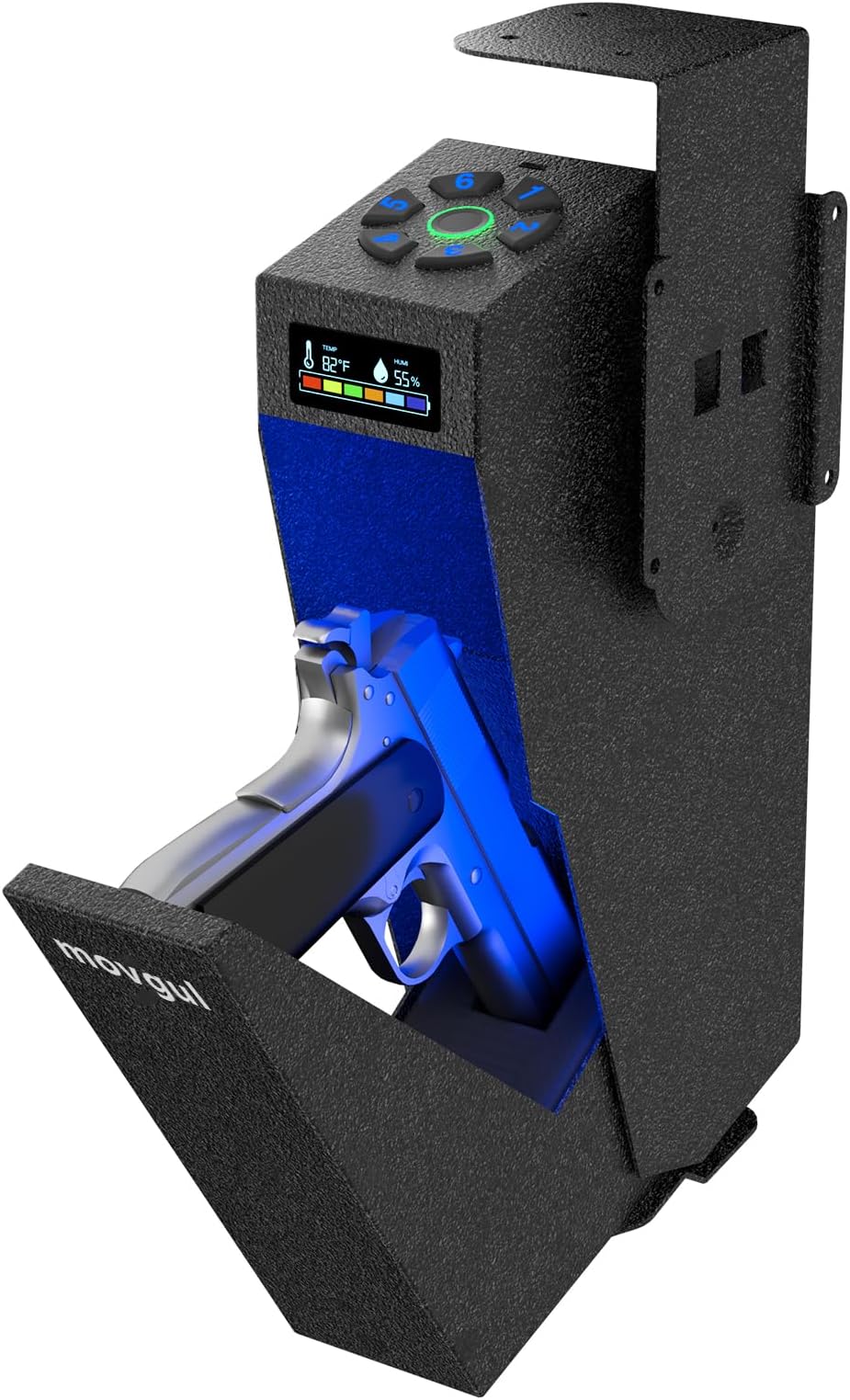 Gun Safe Biometric Drop Down Bedside Gun Safe Quick Access Handgun Safe Mount Pistol Safe for Desk, Car, Nightstand