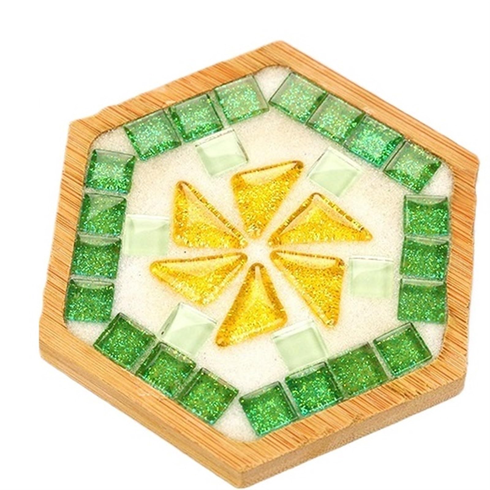 MTADSBKFP Mixed Colour Stained Glass Mosaic Tiles, Ceramics Multicolor Mosaic Tiles DIY Kit with Tools(Hexagon9x10.5gy)