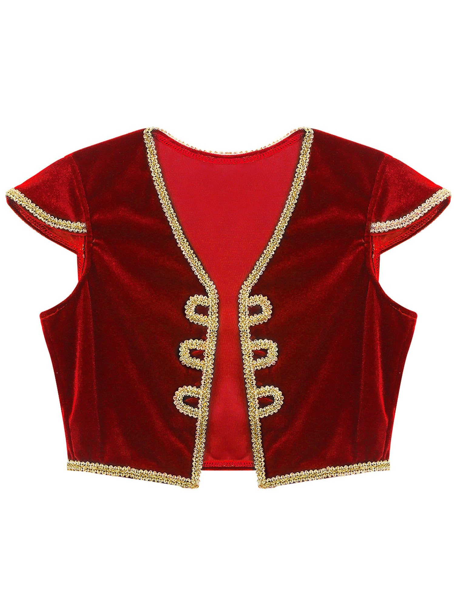 Chaoyinn Kid Boys Arabian Costume Halloween Fairy Tale Outfits Arab Prince Clothing Flying Sleeve T-Shirts Red 9-10 Years
