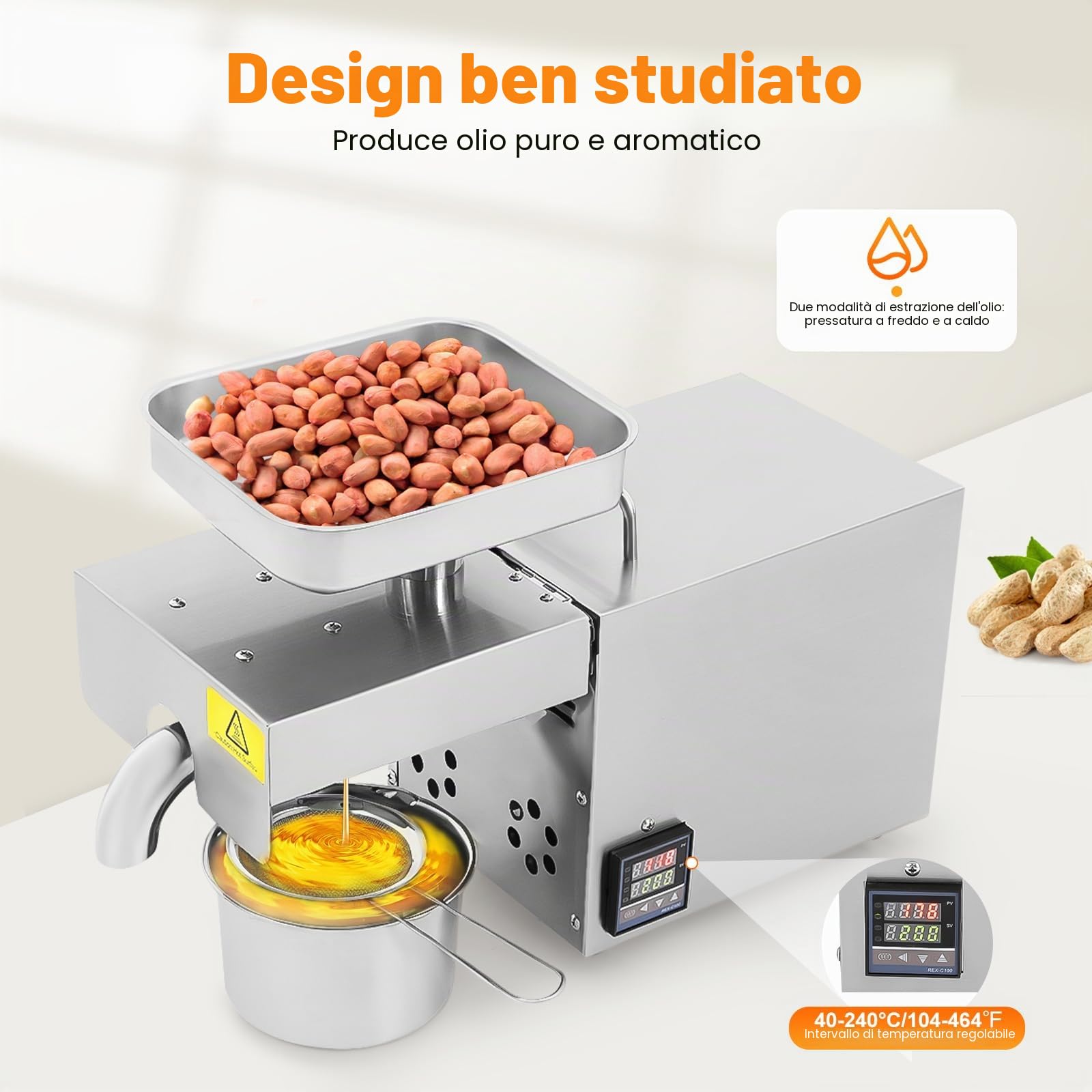 Frantoio Olive 610w Spremiagrumi Elettrico Automatico Acciaio Inox Automatico Freddo E Caldo Olio Pressa Macchina Noci Semi Olio Pressatura Macchina Adatto