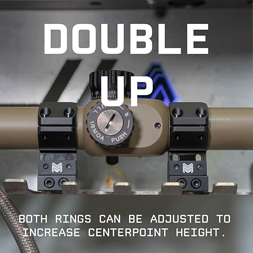 Miniatura 4 de Monstrum Anillos Picatinny de altura ajustable, MOA ajustable, 1.181 in de diámetro, incluye inserciones de 1 pulgada de diámetro