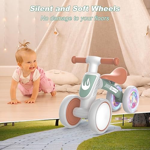 Miniatura 5 de Juguetes de bicicleta de equilibrio para bebés de 1 año de edad, bicicleta de equilibrio para niños de 10 a 36 meses, sin pedal, 4 ruedas de