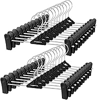 Vista 12 de Perchas para pantalones con clips, paquete de 50 – Perchas apilables para faldas cortas con clips que ahorran espacio – Antideslizantes, ajustables