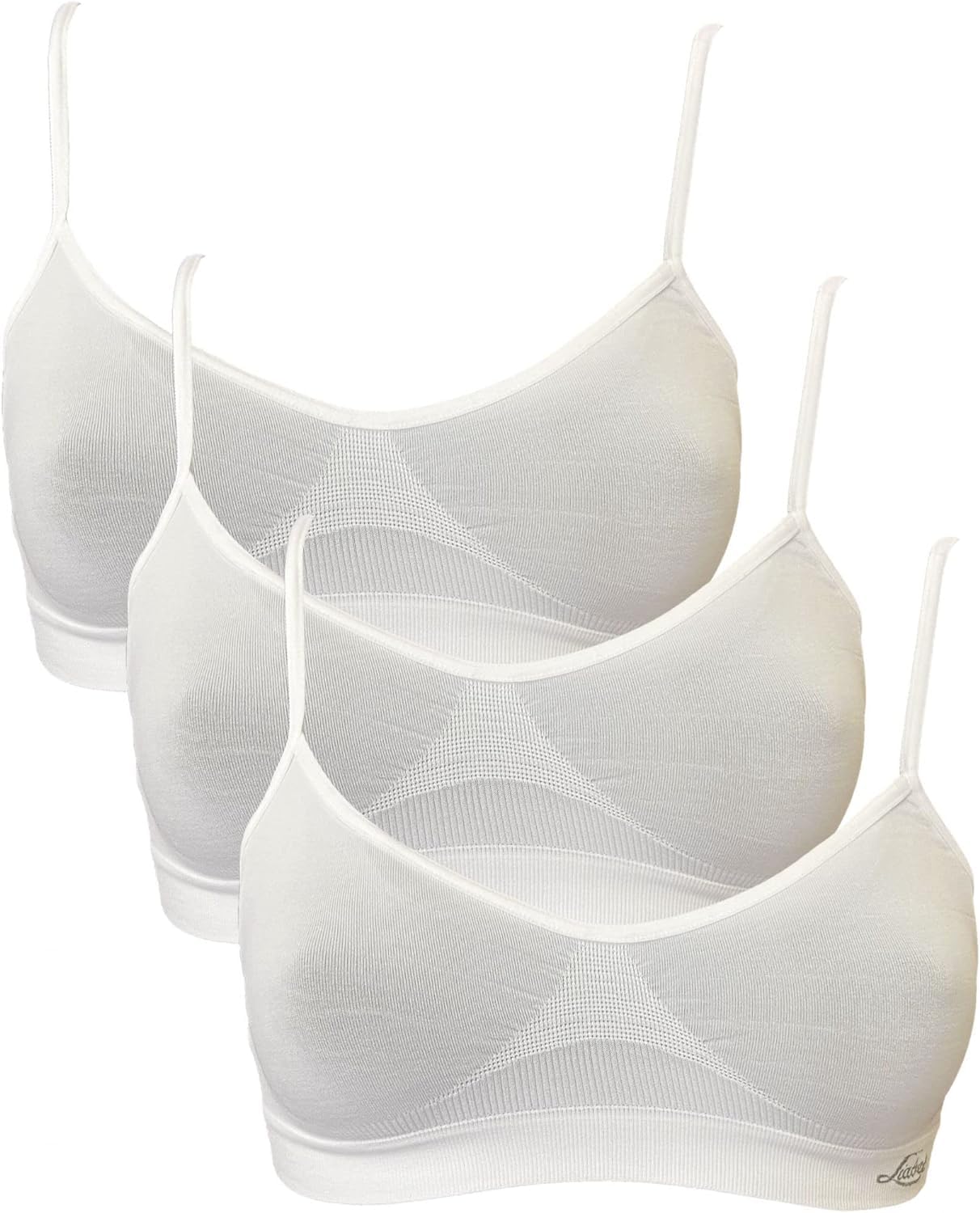 Liabel Women's White Seamless Brassiere Pack Of 3 Sports Bra In Microfibre Seamless Made In Italy, L/Xl
