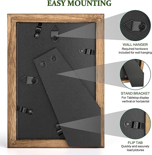 Miniatura 5 de Emfogo Marco de fotos de 4 x 6, marco de fotos con vidrio real, marcos de fotos rústicos de madera maciza de 4 x 6 pulgadas para decoración de pared