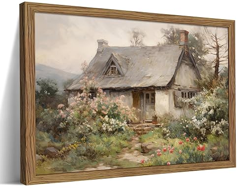 Framed Farmhouse Wall Decor, Country Cottage Pictures Wall Art, Pastoral