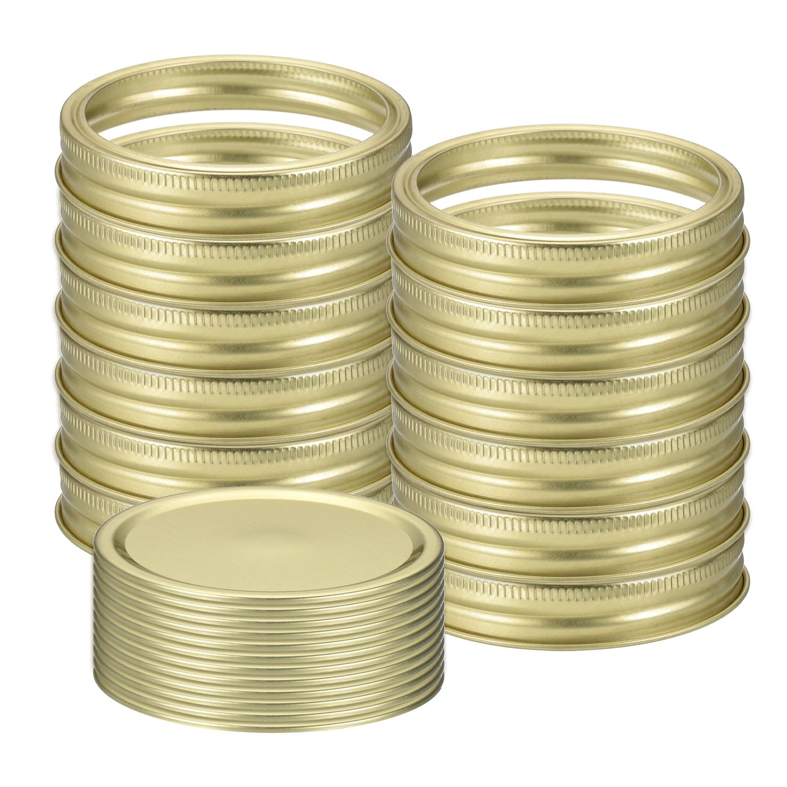 sourcing map 12pcs Split-Type Mason Jar Lids 86mm Tinplate Leak-proof Metal Canning Jar Lids with Rings for Storage Bottle Home Canning and Food Storage, Gold