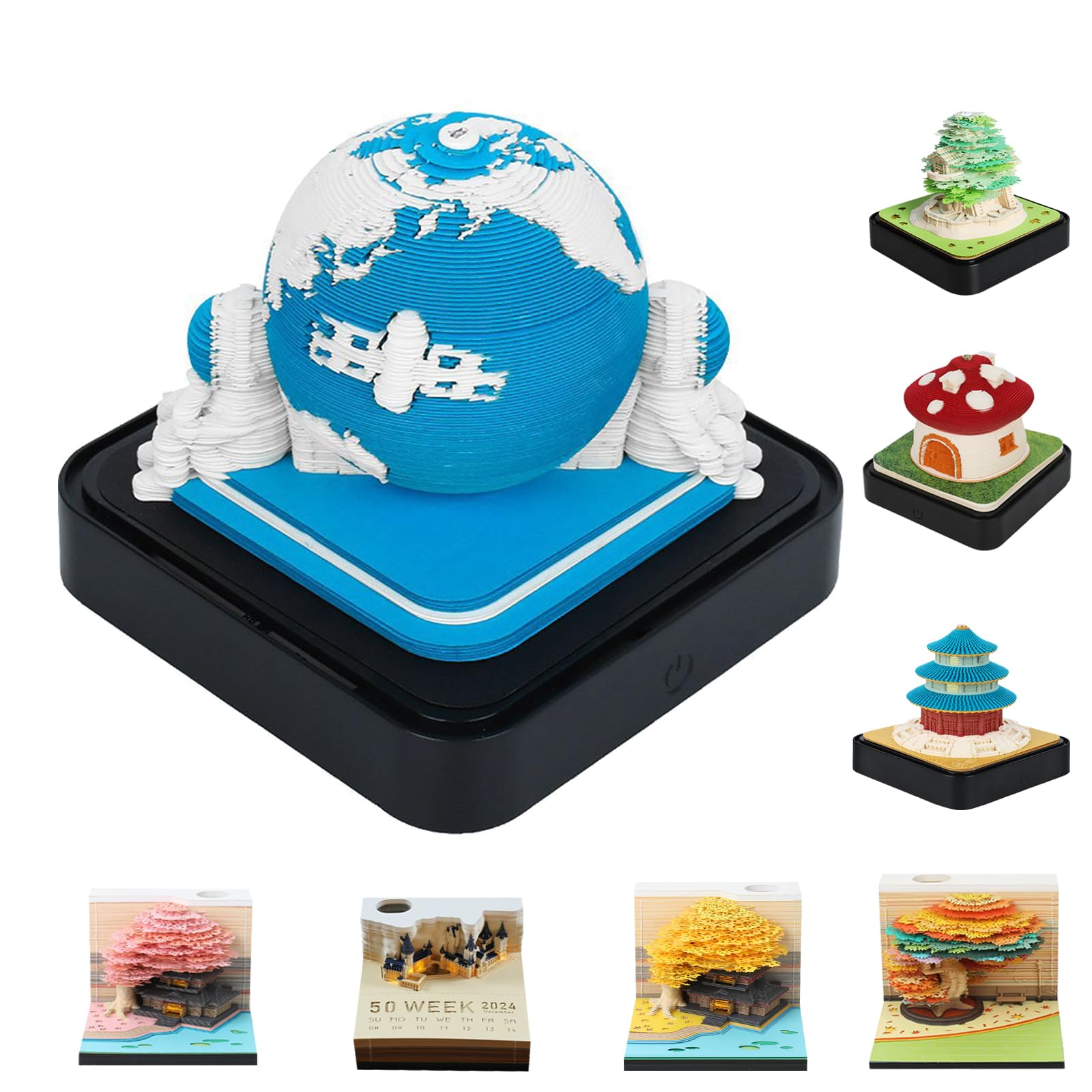 2026 3D Calendar,Led Time Piece Calendar,Creative Desk Calendar Diy Notes Notepad,Paper Carving Sticky Calendar1,Craft Desktop Decoration Sculpture