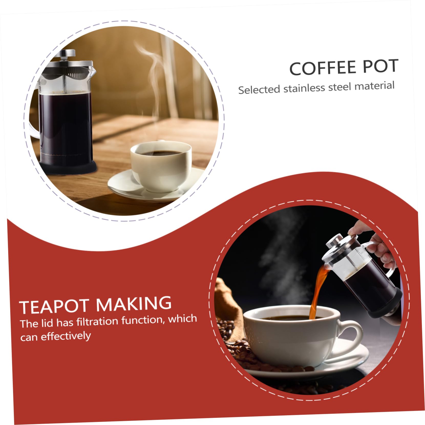 MAGICLULU 1pc Stainless Steel High Temperature Coffee Press with Scale Versatile Pot for Tea and Coffee for Home Parties Design for Hot Beverages