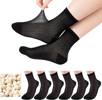 Ramede 6 Pairs Mens Liner Socks Silk Thin Dress Socks Ultra Lightweight Hiking Business Calf Cool Sweat Absorption