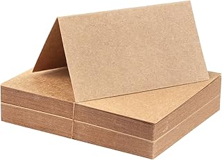 60 Stück Tischkarten Kraftpapier,Blanko Unbedruckt Namensschilder Hochzeit,Braun Platzkarten zum Selbst Beschriften für Hochzeit Geburtstag Kommunion Taufe uvm(9x10cm)