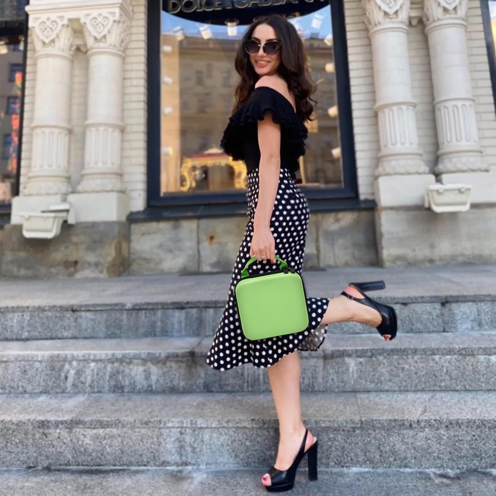 ALKOO Case Compatible with NIIMBOT B21 / B1 Label Maker Wireless Thermal Label Printer, Holder for Inkless Label Maker & Labeling Tapes Refills, with Mesh Pocket for Cable Accessories (Green)