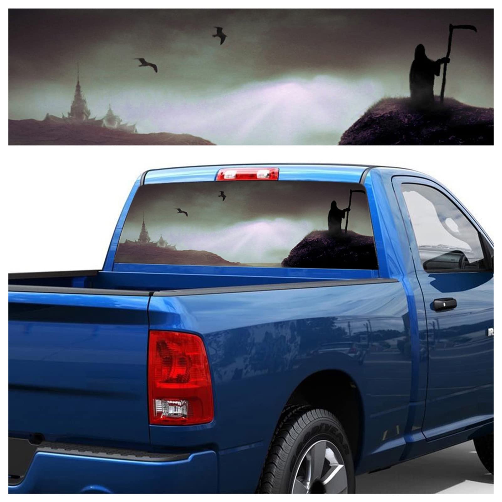 Buy JLPCC Car Rear Window Decals Truck for SUV Grim Reaper Banner