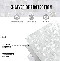 Vista 7 de KASARO - Calcomanías de pared, adhesivo despegable de mosaicos para salpicadero dormitorio baño, madreperla, 12 x 12 pulgadas