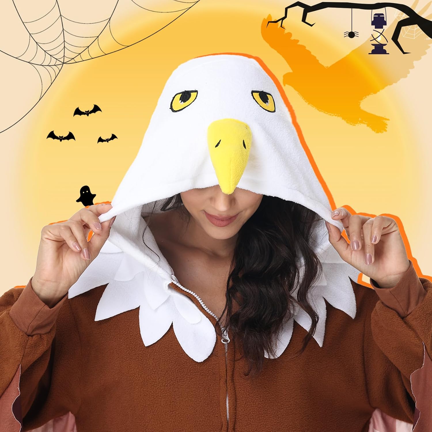 Eagle Costume Adult - Halloween Onesies for Women Big Bird Costume One Piece Cosplay Pajamas - Image 3