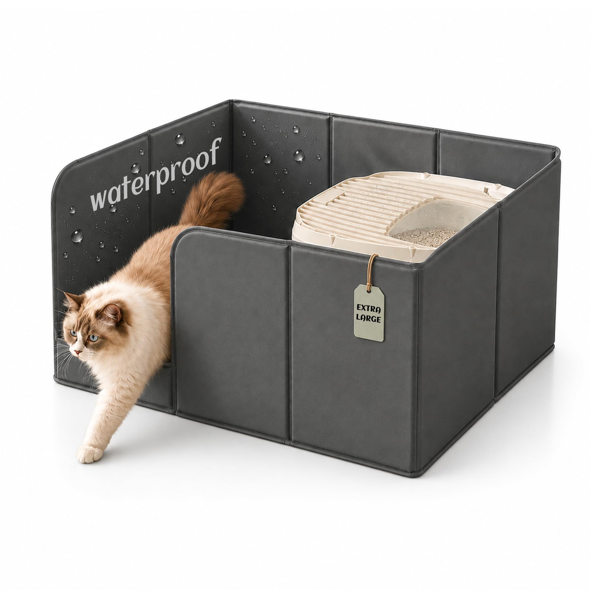 PETKARAY Extra Große Katzentoiletten Einfassung, Wasserdicht, Spritzschutz