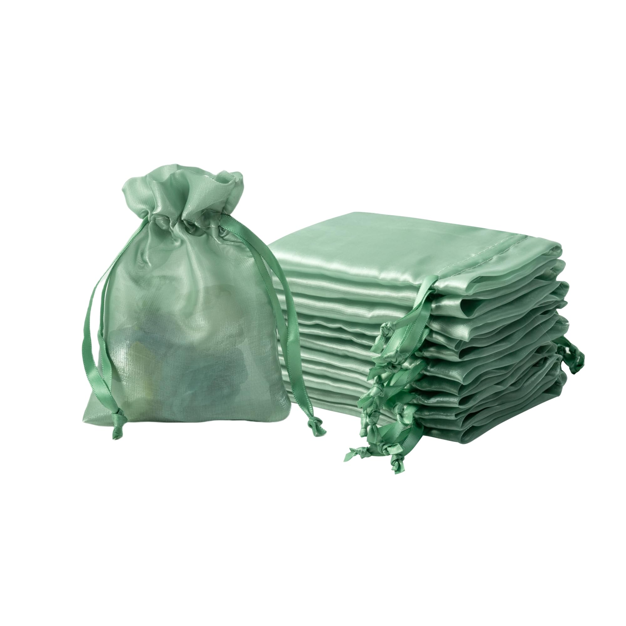 Photo 1 of QIANF 20 Pcs Sage Green Small Organza Bags 3X4 inch for Wedding Favors with Drawstring, Mini Mesh Gift Bags Jewelry Pouch for Candy Bridal Shower Party Favor Baby Shower Christmas