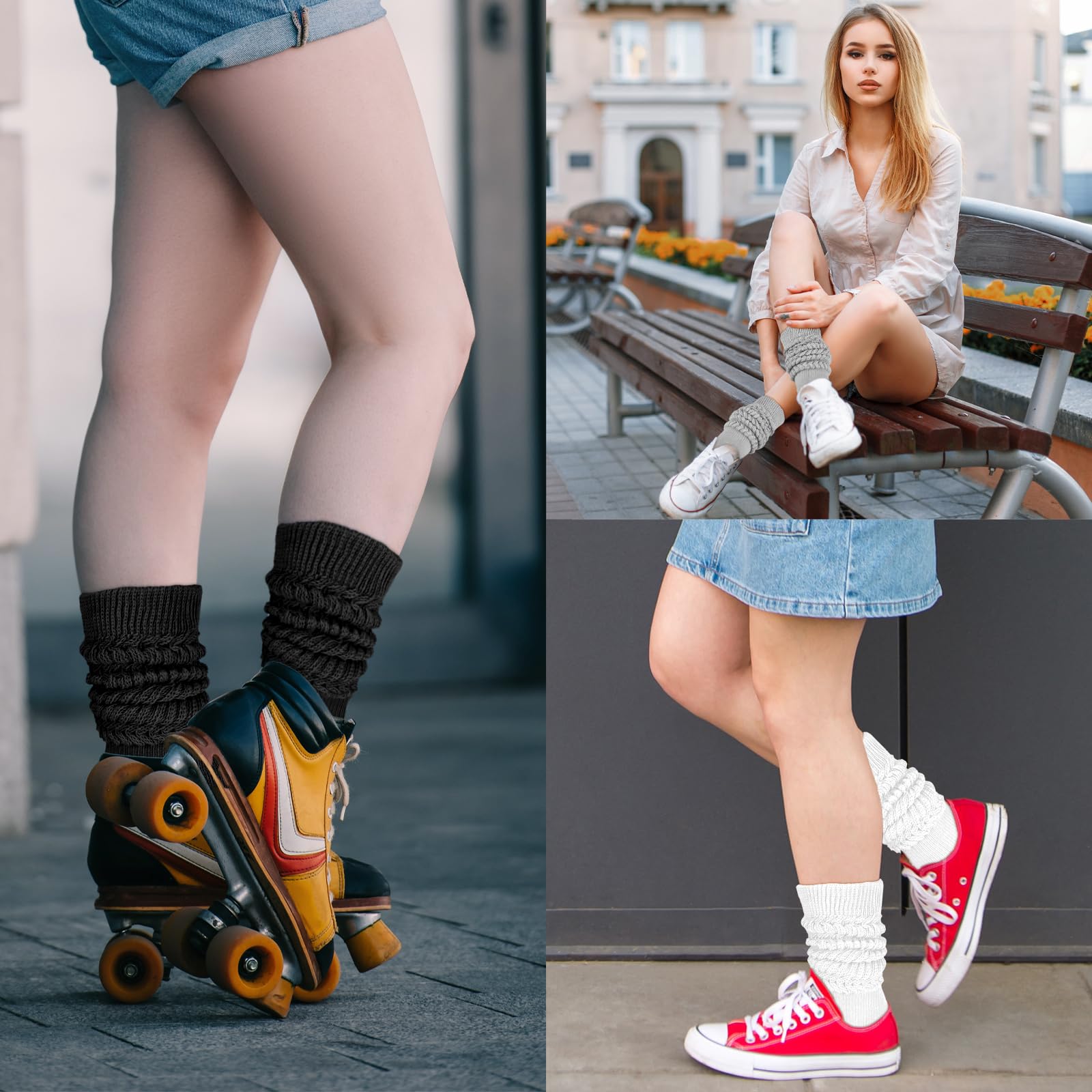 8 pares de calcetines holgados para mujer, suaves, extralargos, de algodón grueso, hasta la rodilla, para mujer