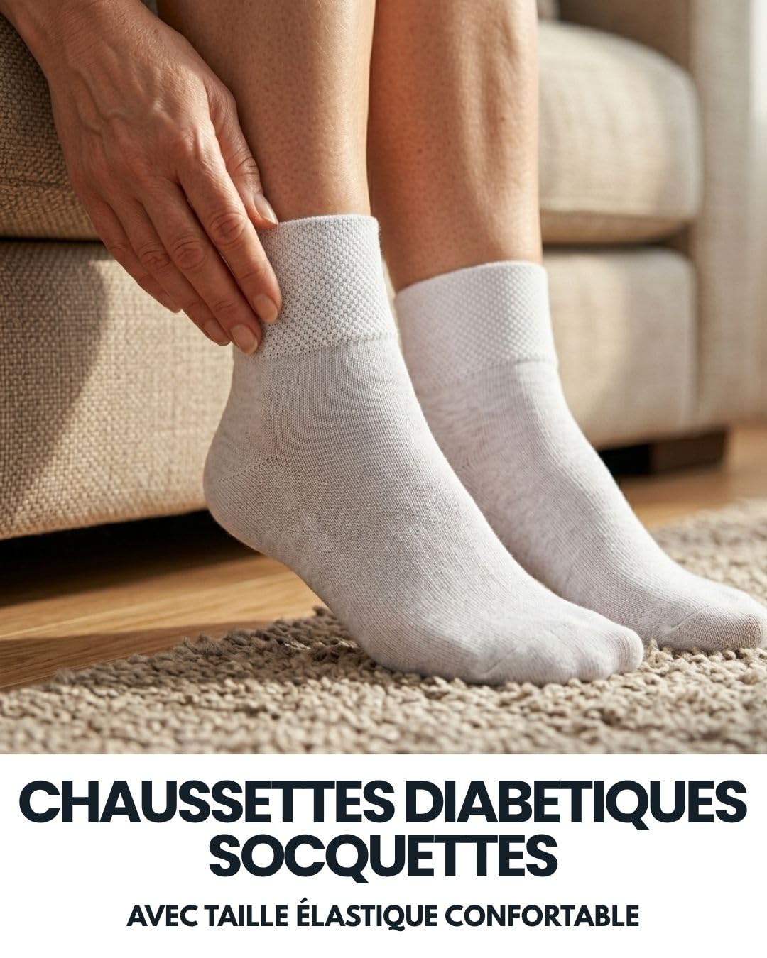 10 Paires Chaussettes Diabetiques Socquettes Basses Homme Femme Coton sans Elastique & sans Couture