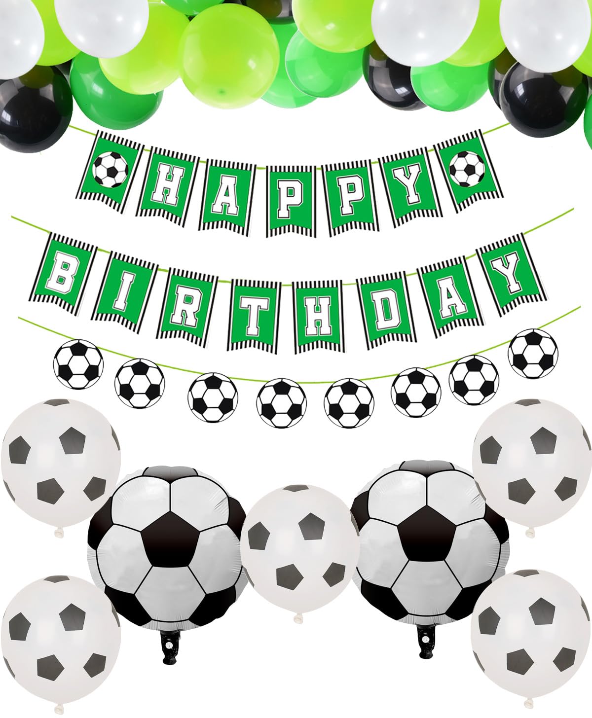 Soccer Party Supplies Soccer Happy Birthday Banners and 47 Pcs Soccer Theme Balloons for Kids, Boys, Soccer Fans Birthday Party