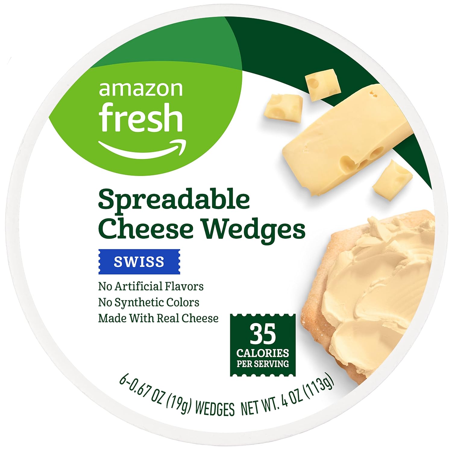 Amazon Fresh, Spreadable Cheese Wedges, Swiss Grocery