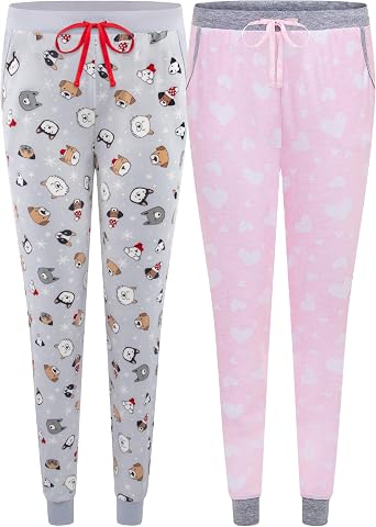 2-Pack of Womens Cozy Butter Soft Jersey Lounge Pants with Pockets and Drawstring Perfect for Lounging and Sleeping