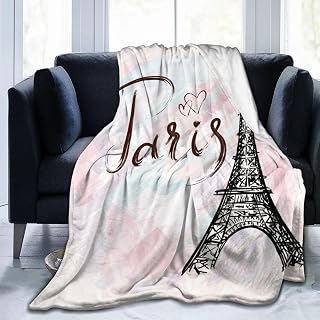 Paris Eiffel Tower Pattern Blanket, Soft Blankets Flannel Bed Throw Cozy Lightweight Plush Gifts for Women Girls Sofa Couch Bedroom Living Rooms Warm All Season, Home Decor, Small 50"x40"