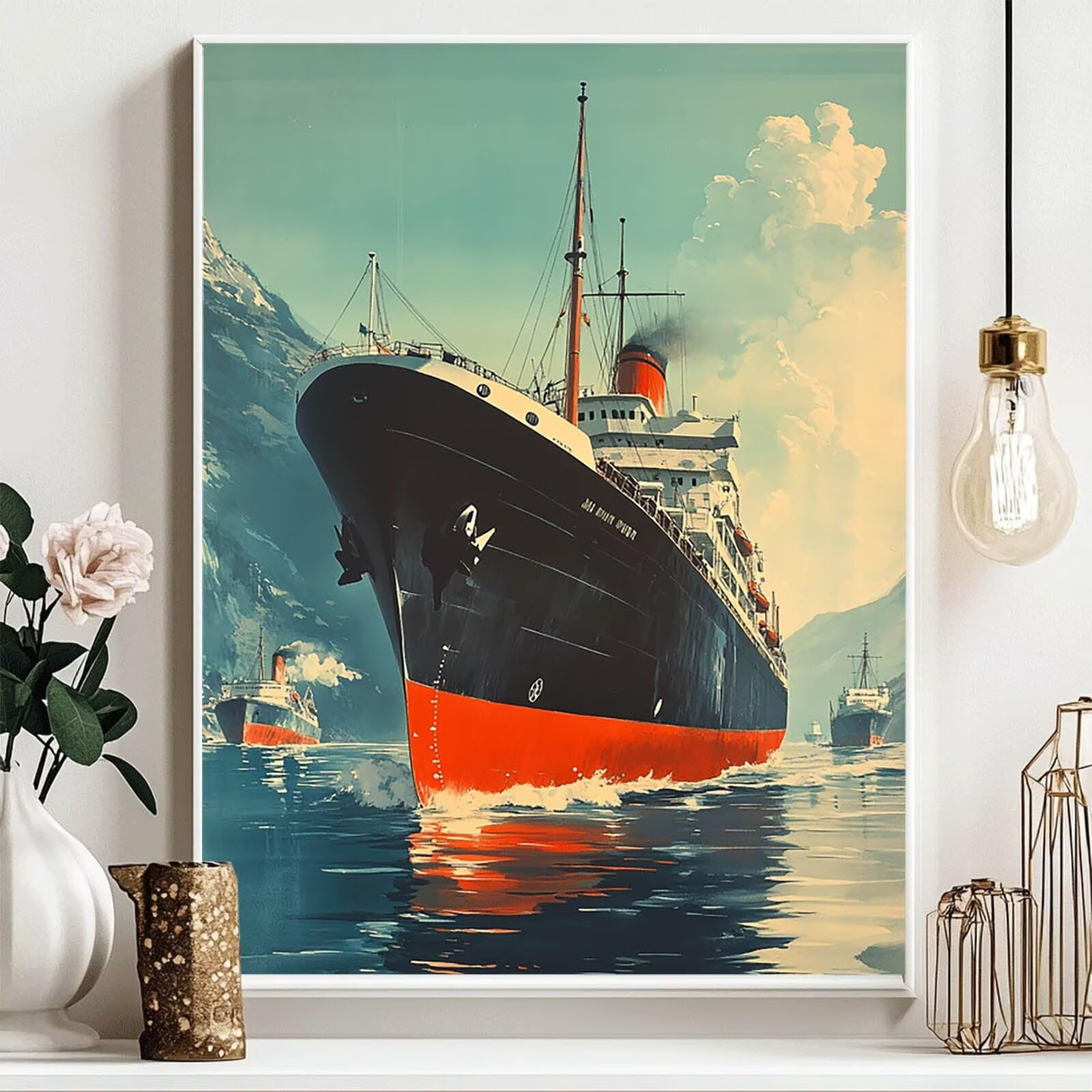 5D DIY diamentowy obraz statek wycieczkowy zestaw do malowania diamentami dla dorosłych i dzieci pełna góra diament malarstwo krzyż Embroidery łatwy postarter, kryształowa dekoracja ścienna 80x60cm