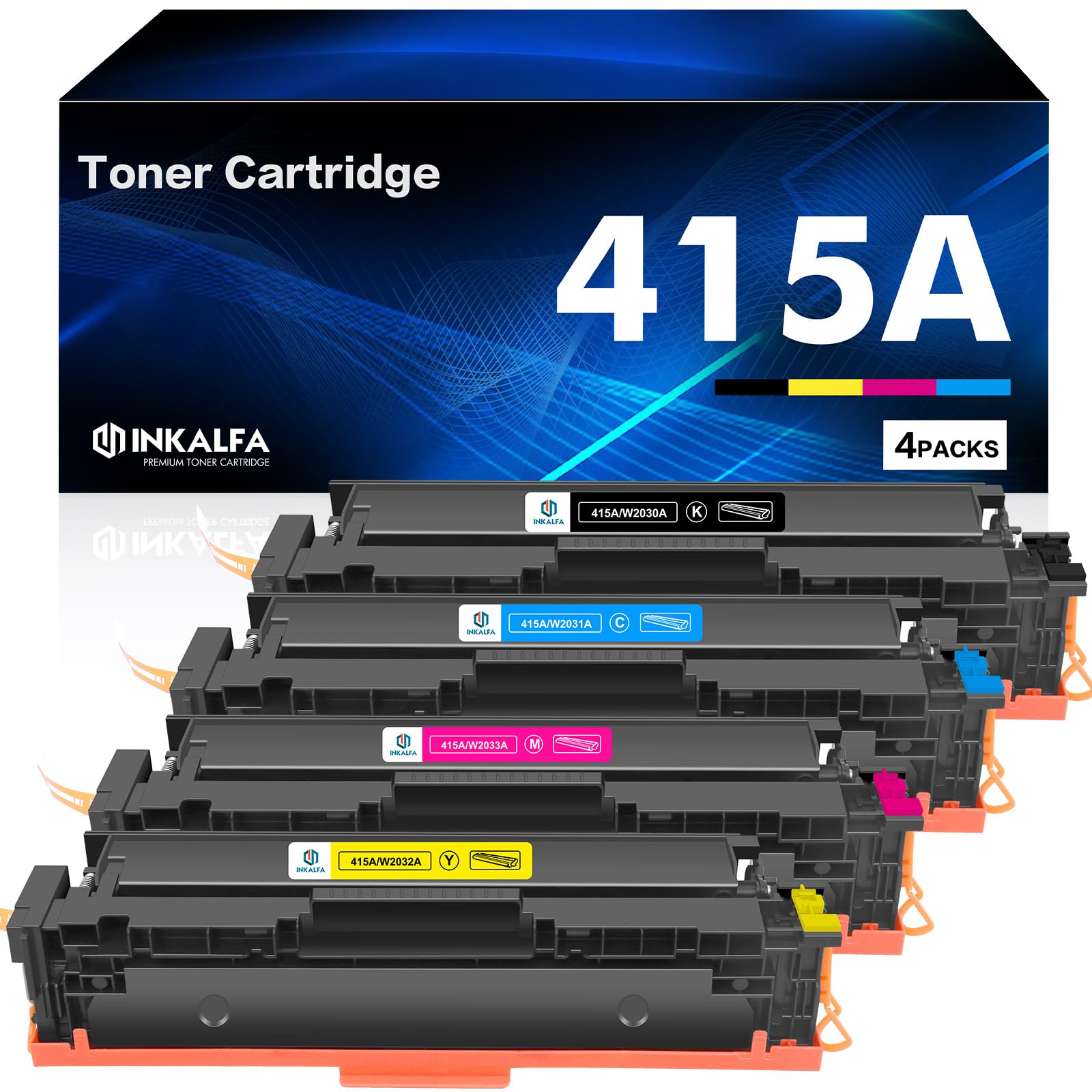 415A M479fdw Toner Kompatible Ersatz für HP 415A 415X für HP Color LaserJet Pro MFP M479fdw Toner M479dw M479fnw M479fdn M454dw M454dn W2030A W2031A W2032A W2033A Schwarz Cyan Gelb Magenta 4-Pack