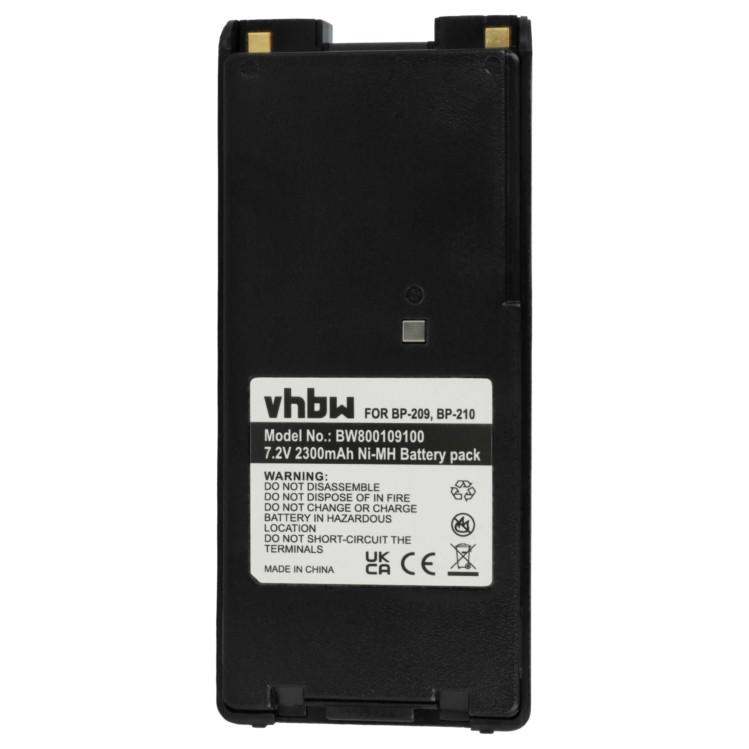 vhbw batteria compatibile con Icom IC-A24, IC-F11, IC-F11BR, IC-A6, IC-A6E, IC-A24E radio (2300mAh, 7,2V, NiMH) + clip