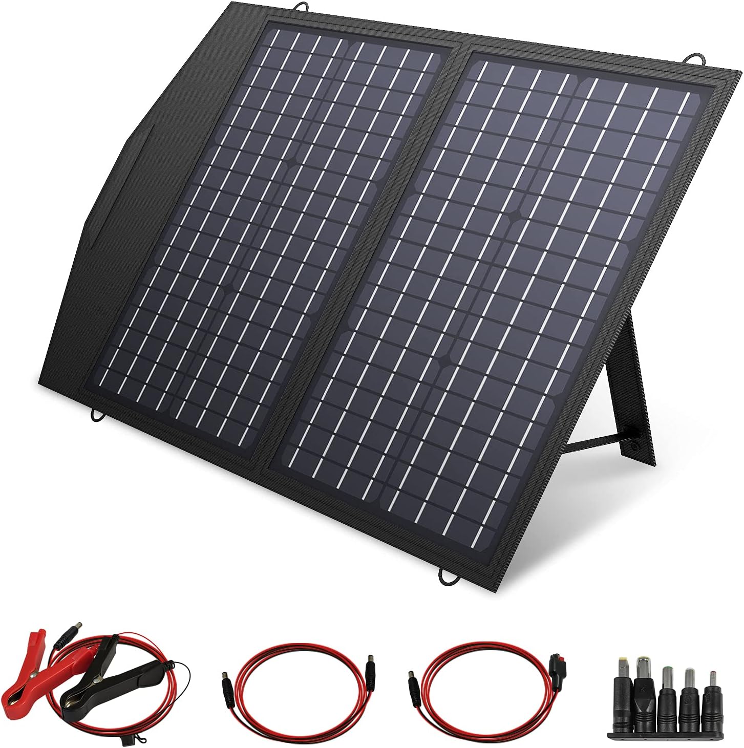 ALLPOWERS SP020 60W Foldable Solar Panel Charger, Monocrystalline Portable Solar Panel with 18V DC, USB, Parallel Ports for Jackery/Rockpals/BLUETTI Power Station Laptops Phones 12V Battery