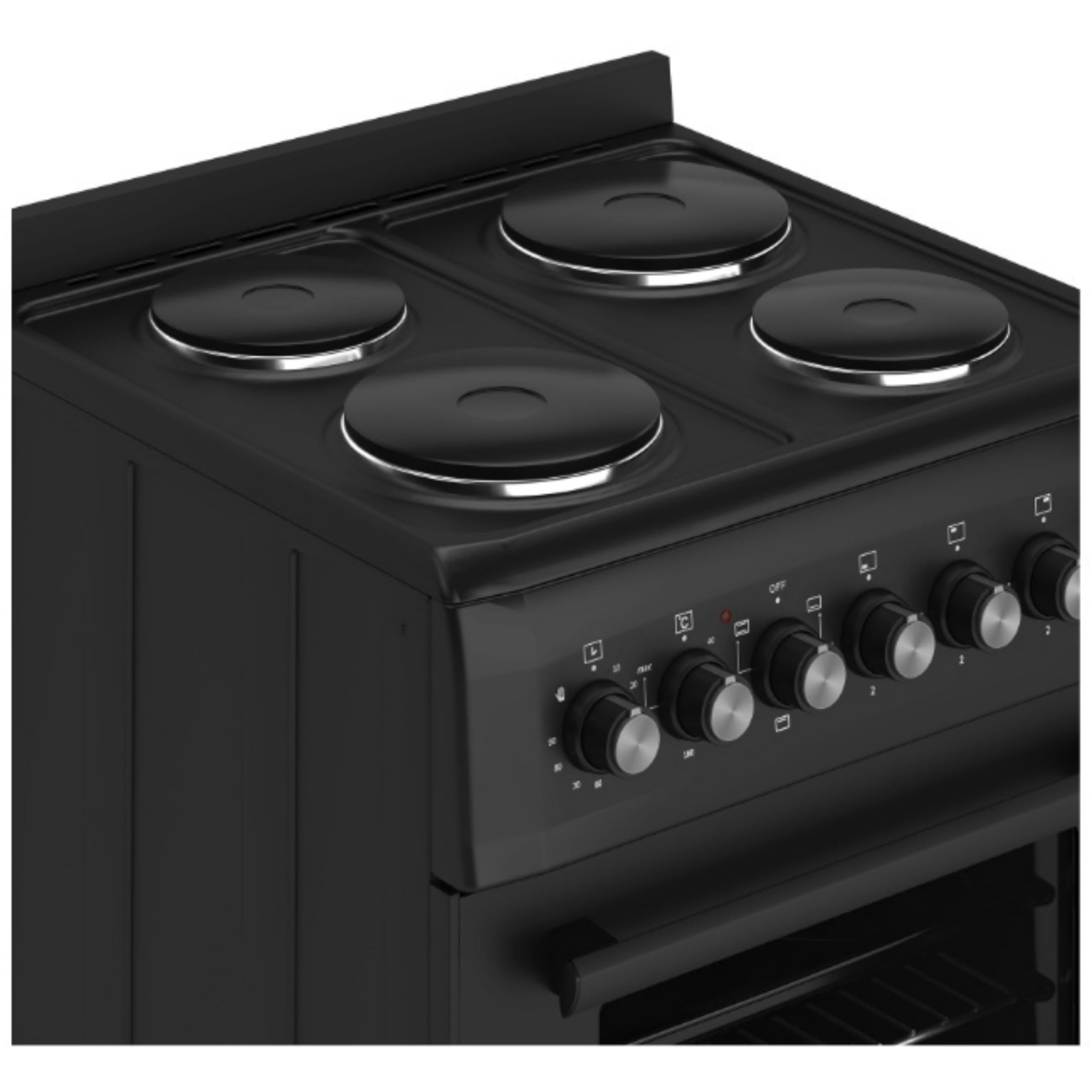 Cooker - Electric Cooker, 4 Hotplates, 62L Electric Oven, Smart Cooking Controls & Programs, 60cm Width, Freestanding Design, Matte Black, Perfect For Family Homes - C01FS60E17 — view 7