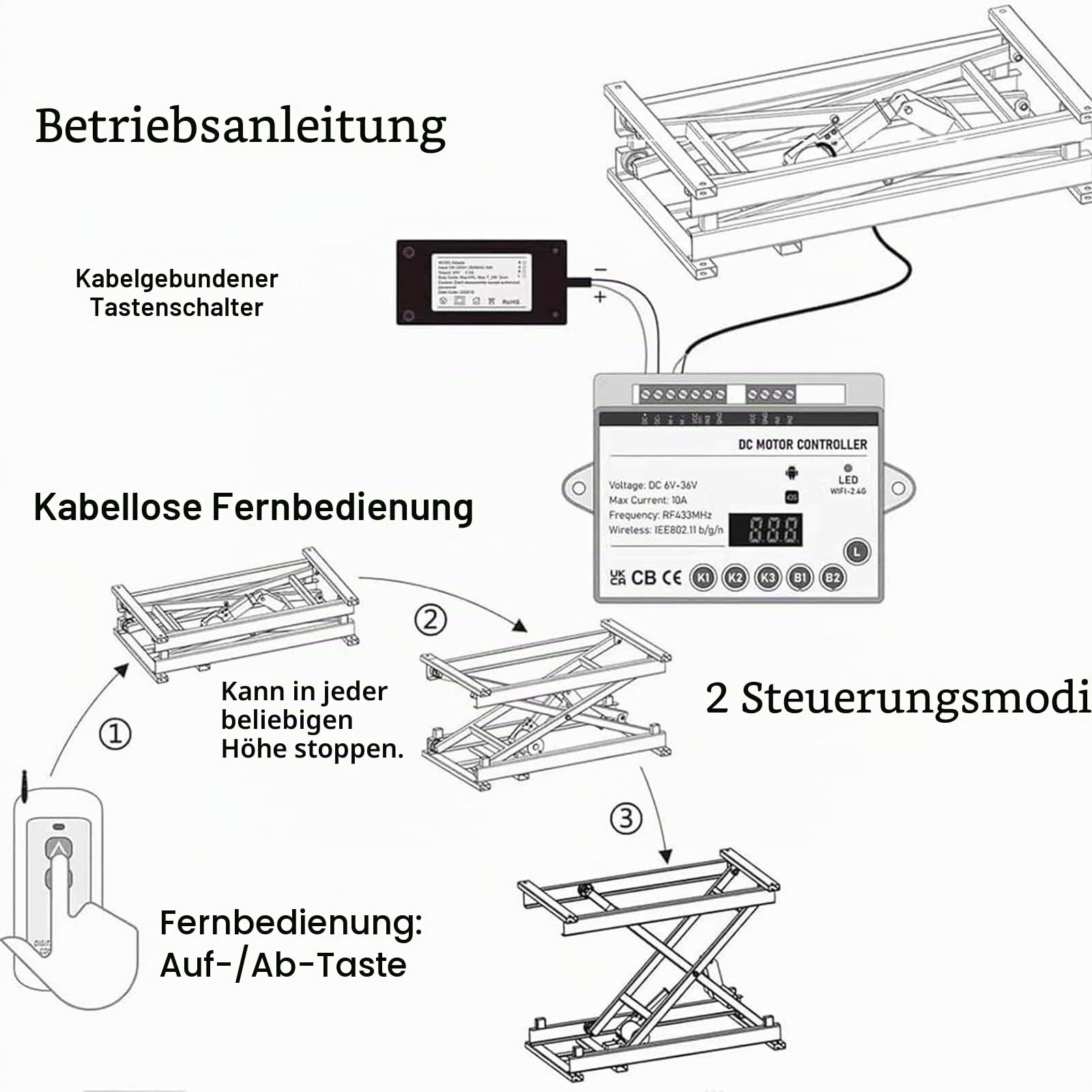 333 lbs Tragkraft, Einzelscherenhubtisch, elektrischer Hubtisch, 7,68-26,77 Zoll höhenverstellbare Hebeplattform, Couchtischlift mit 4 Rädern, für Materialhandhabung und Transport,50kg