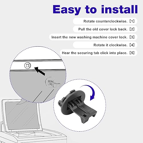 Miniatura 5 de W11457841 W11091027 Bloqueo de la tapa de la lavadora para Whirlpool Kenmore KitchenAid Fit Lavadora Tapa de la puerta de la huelga Piezas W11091027
