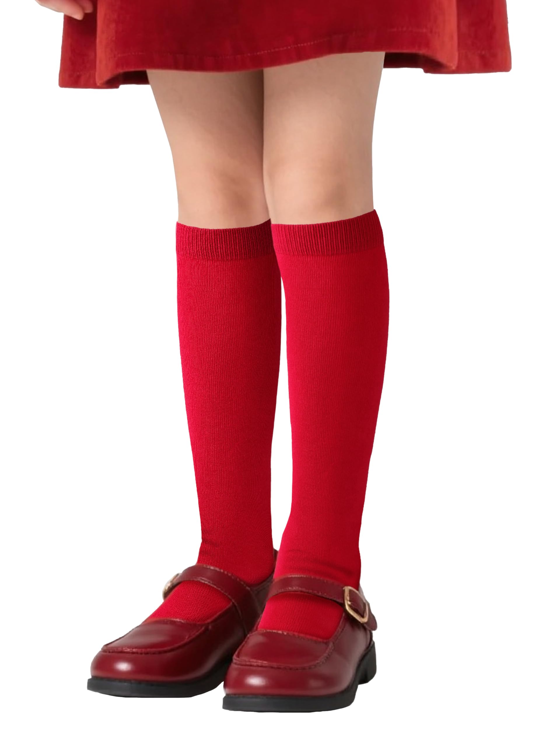COTTON DAY Kids Girls Unisex School Knee High Socks Black White Navy 3 Pack