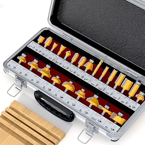 Fivepears Juego de 24 brocas de carburo de tungsteno con punta de carburo de tungsteno con vástago de 14 pulgadas para principiantes de carpintería