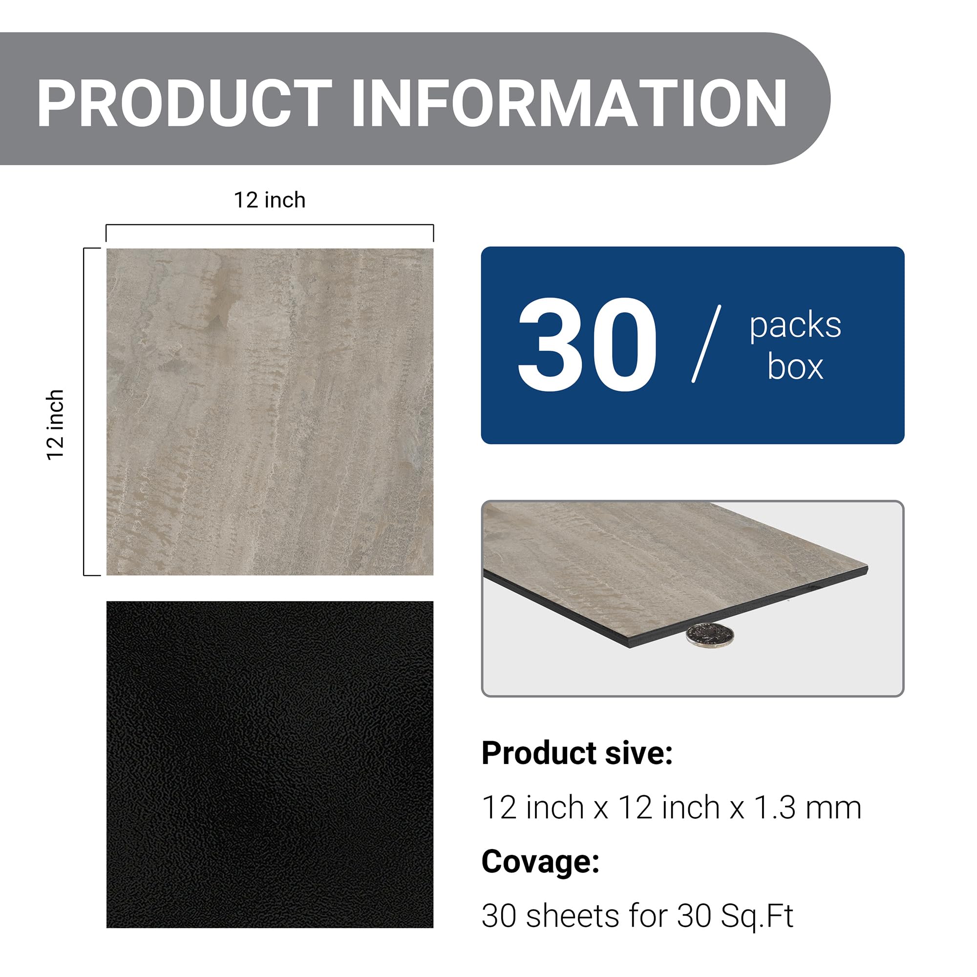 Piastrelle autoadesive in vinile, impermeabili, 30 mq, 30 x 30,5 cm, effetto pietra, per bagno, soggiorno, nebbia serena