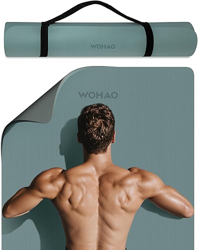 Tapete de yoga antideslizante, extra grueso de 0.315 in, 72 x 32 pulgadas, tapete de ejercicio grande, no tóxico e inodoro, duradero con correa de