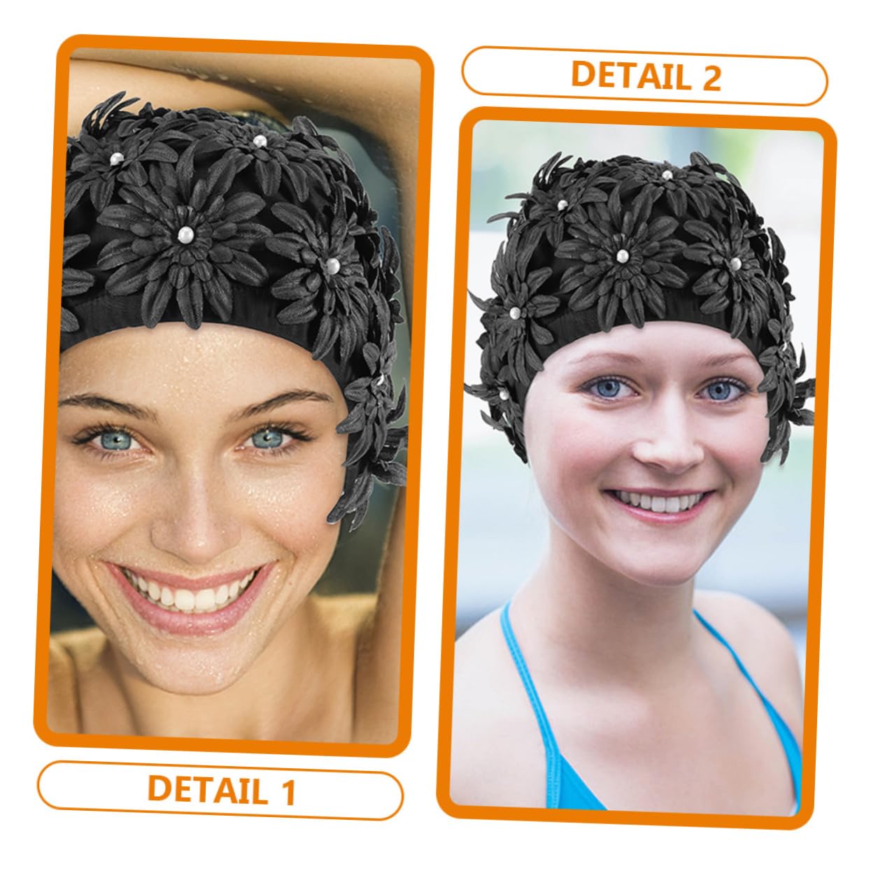 BESTonZON Gorro De Natación para Mujer con Floral Protección del Cabello Gorro Elástico para Piscina para Pelo Accesorio De Natación Cómodo Y Portátil