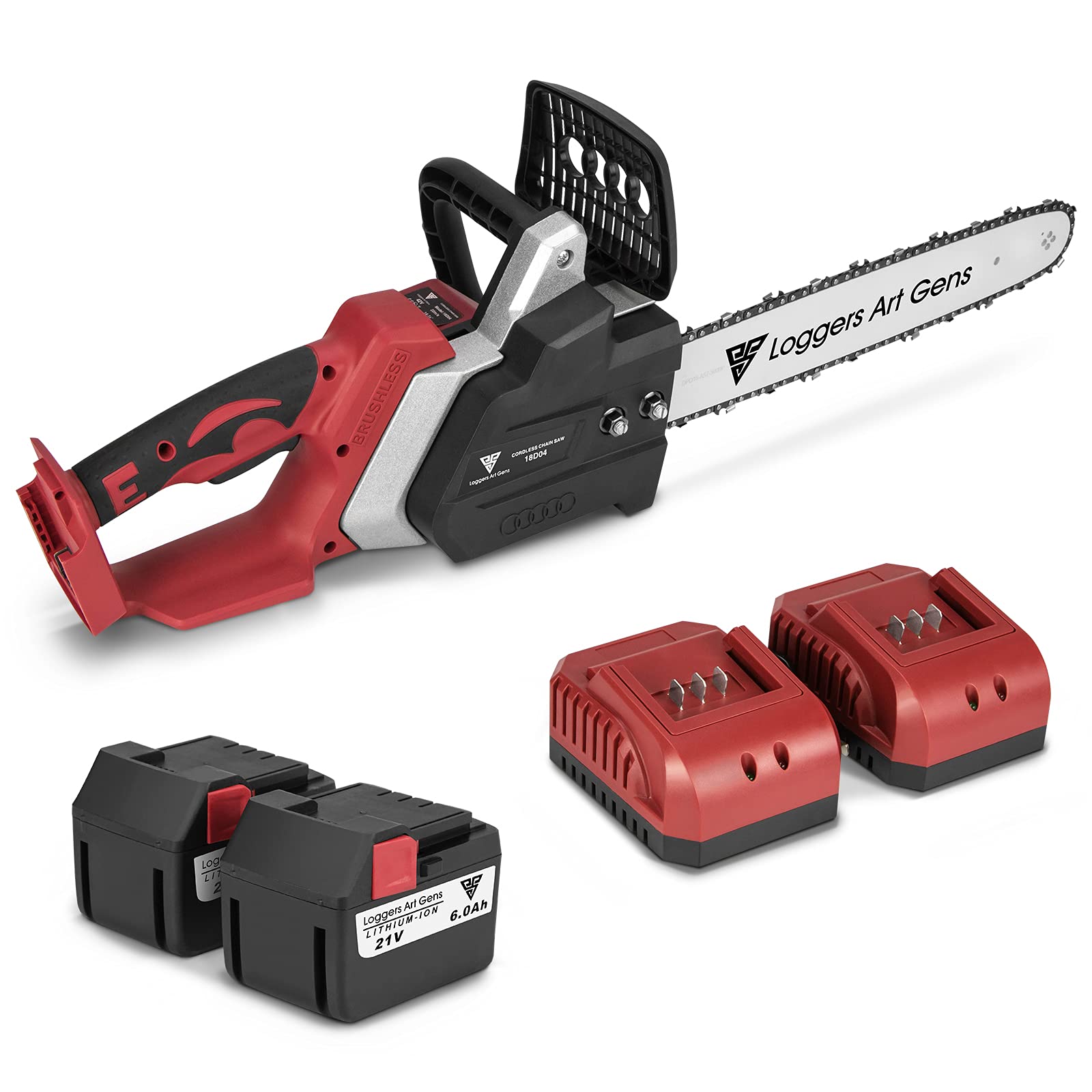 Loggers Art Gens 16-Inch Cordless Electric Chainsaw,2 x 21V (42V) Lithium-Ion Outer Rotor Chain Saw,