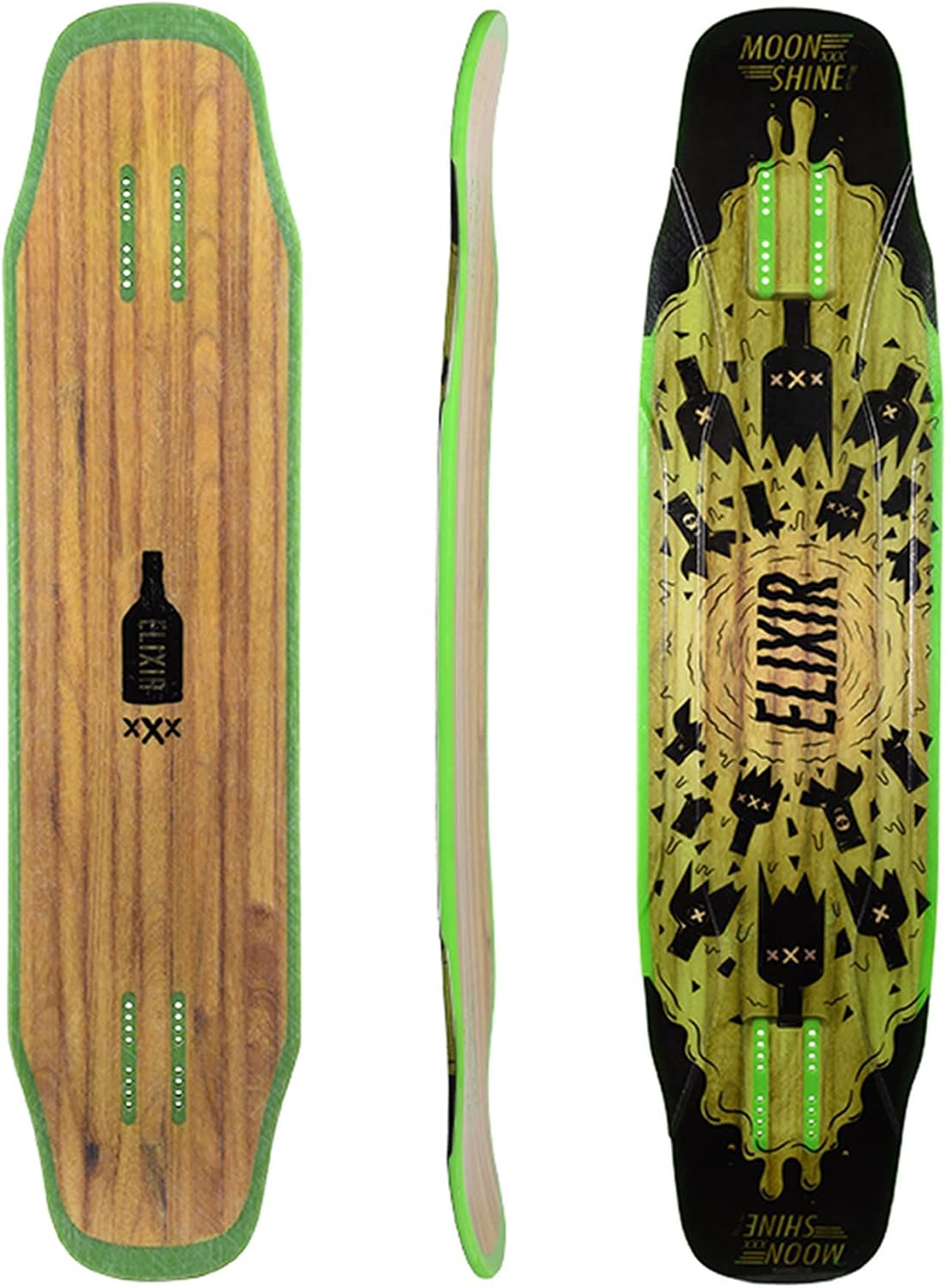 Longboard Skateboard, Freestyle Cruiser, Waterproof and Wood Construction, Cruise Skateboard and Longboard Decks, Lightweight Build (Elixir Deck Only)