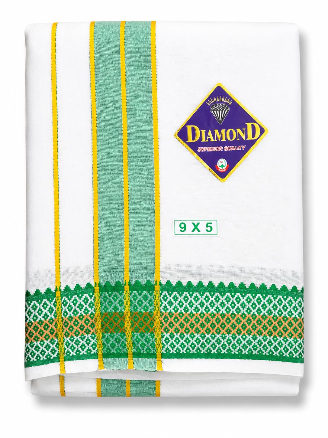 Traditional Mens Cotton Colour 9x5 Dhoti with Angavastram, 9+5 Panchakacham (Size: 4 Metres Dhoti with 2.25 Metres Towel Attached)-image-40