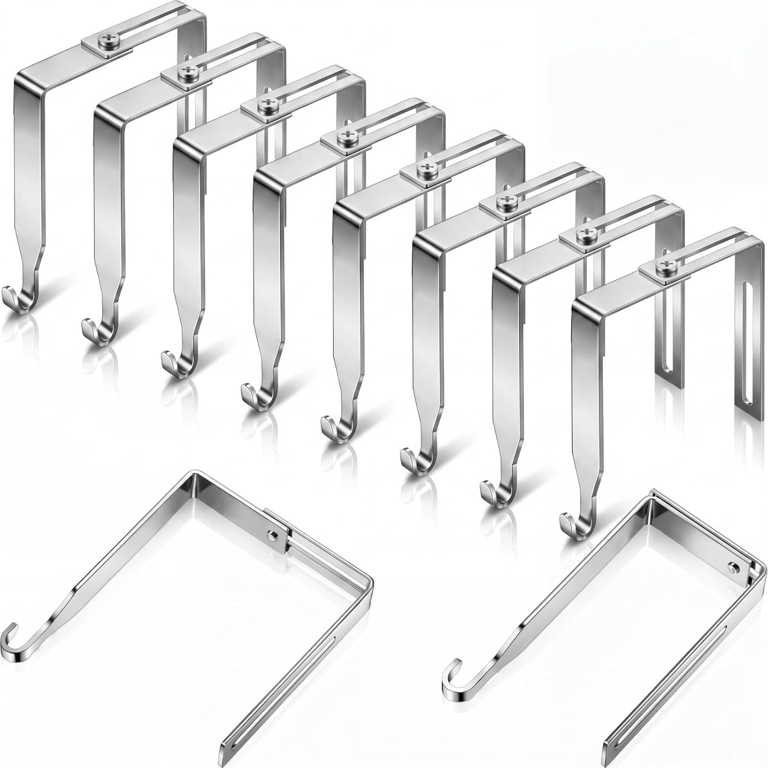 Amylove 8 Pcs Adjustable Cubicle Hooks Metal Hangers, Silver, Classic