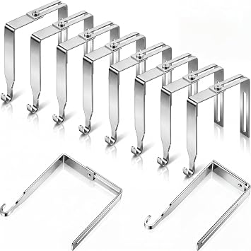 Amylove Adjustable Cubicle Hanger Partition Metal Cubicle Hooks, String Light Hooks, Over The Door, Adjusted to Fit Panels with 1.35-3.5 Inch Thickness Office Whiteboard, Vinyl FenceSilver,8 Pcs
