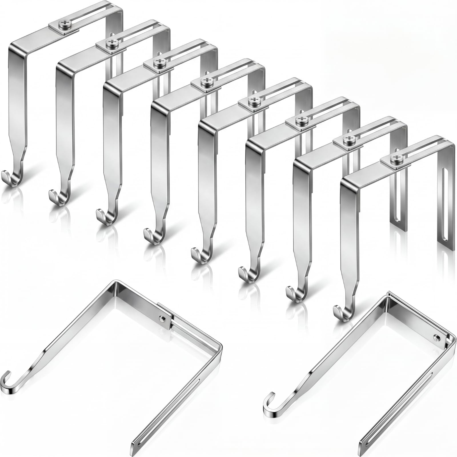 Amylove 8 Pcs Adjustable Cubicle Hooks Metal Hangers, Silver, Classic