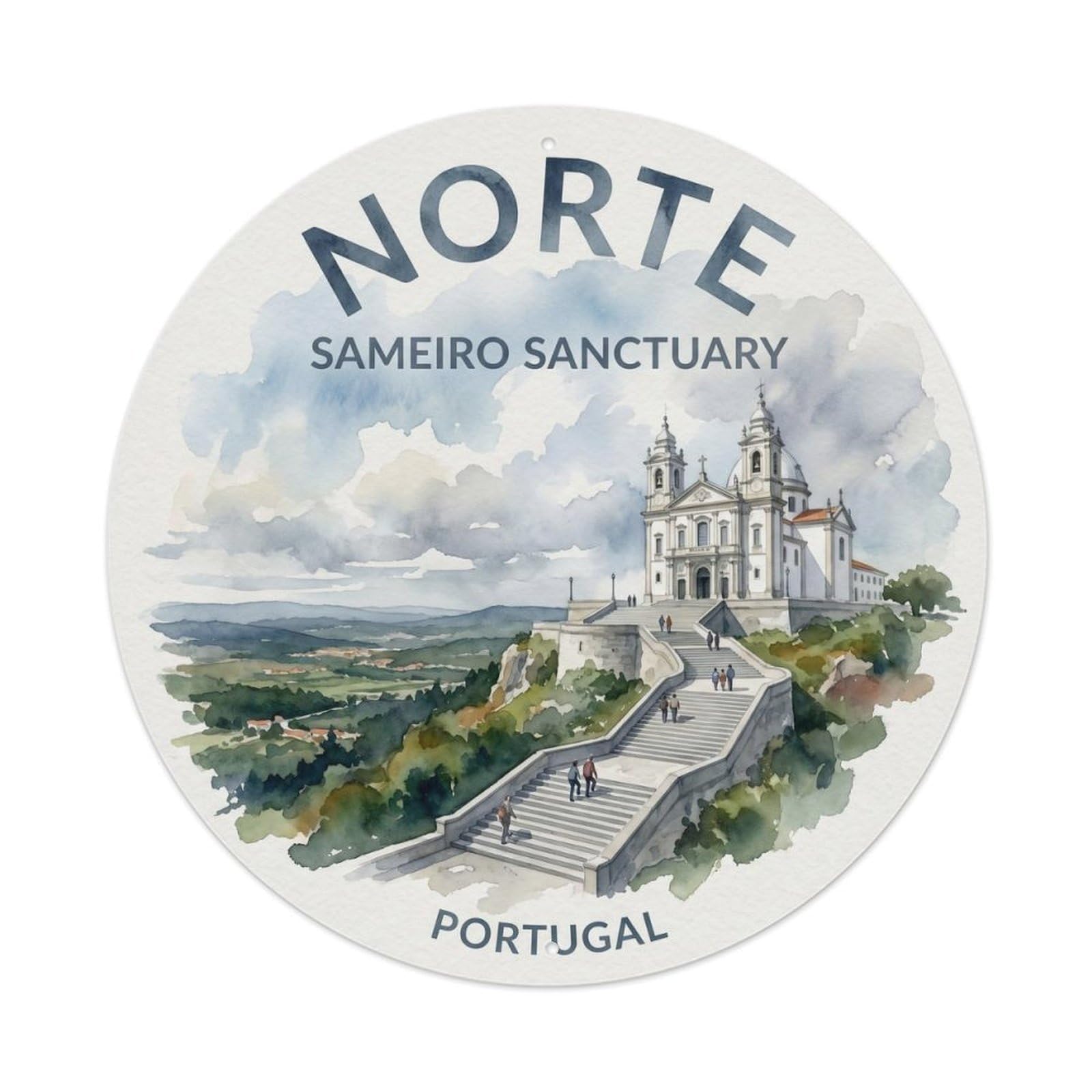 Olhnbad Style Portugal Norte Braga Sameiro Portuguese Heritage Metal Tin Sign
