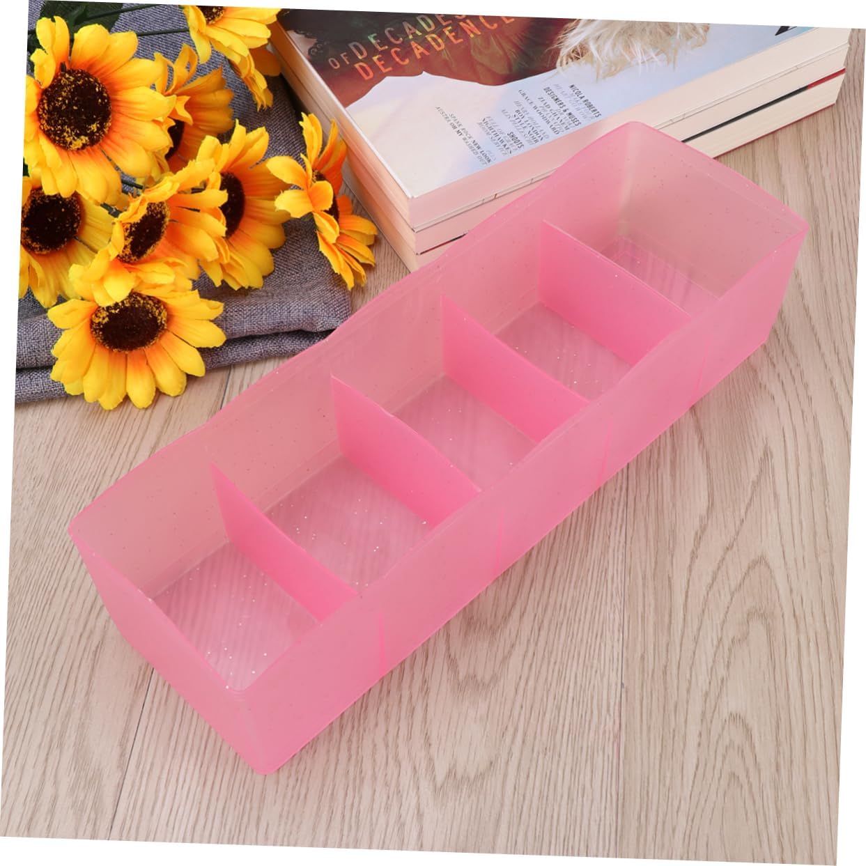 KOMBIUDA 5 Grids Plastic Underwear Socks Organizer Storage Box for Drawer Odorless Socks Drawer Organizer Divider